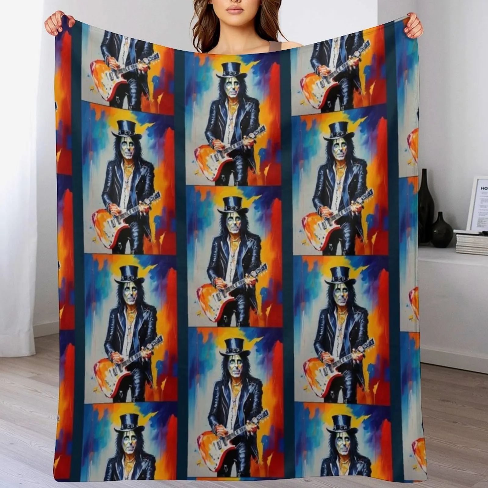 Modern Art Heavy Metal Rocker Alice Cooper Throw Blanket Luxury Throw Plaid on the sofa Custom Blankets