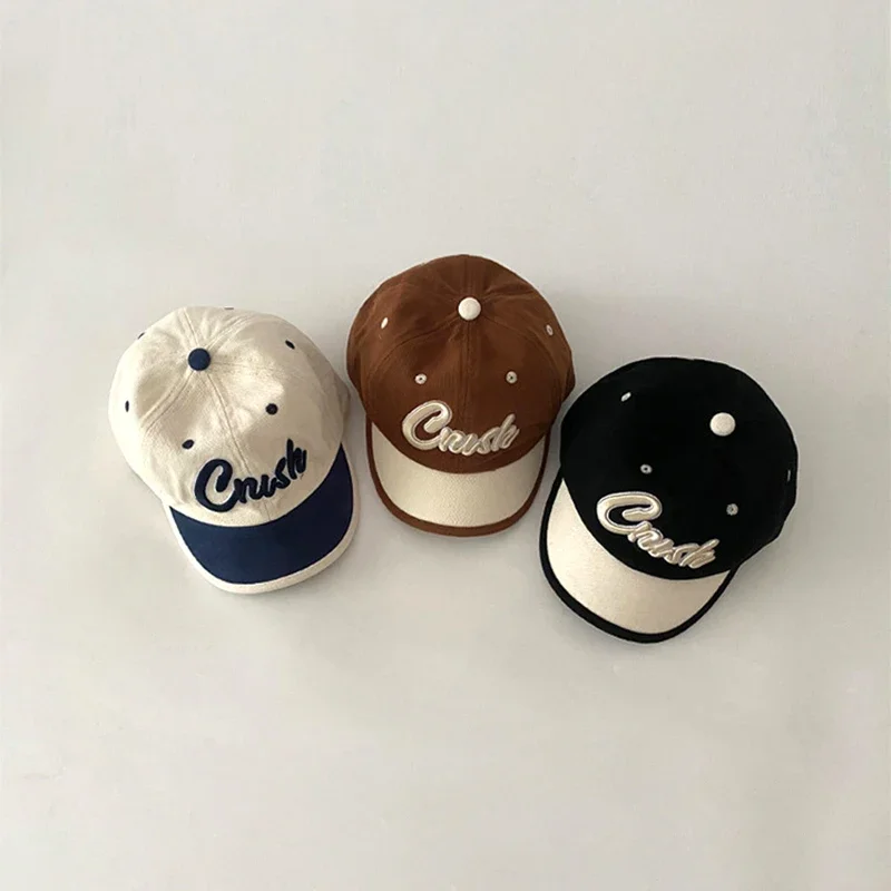 

Fashion Color Block Baby Baseball Cap Letter Embroidered Kids Peaked Hat Summer Children Boy Girls Duck Tongue Caps