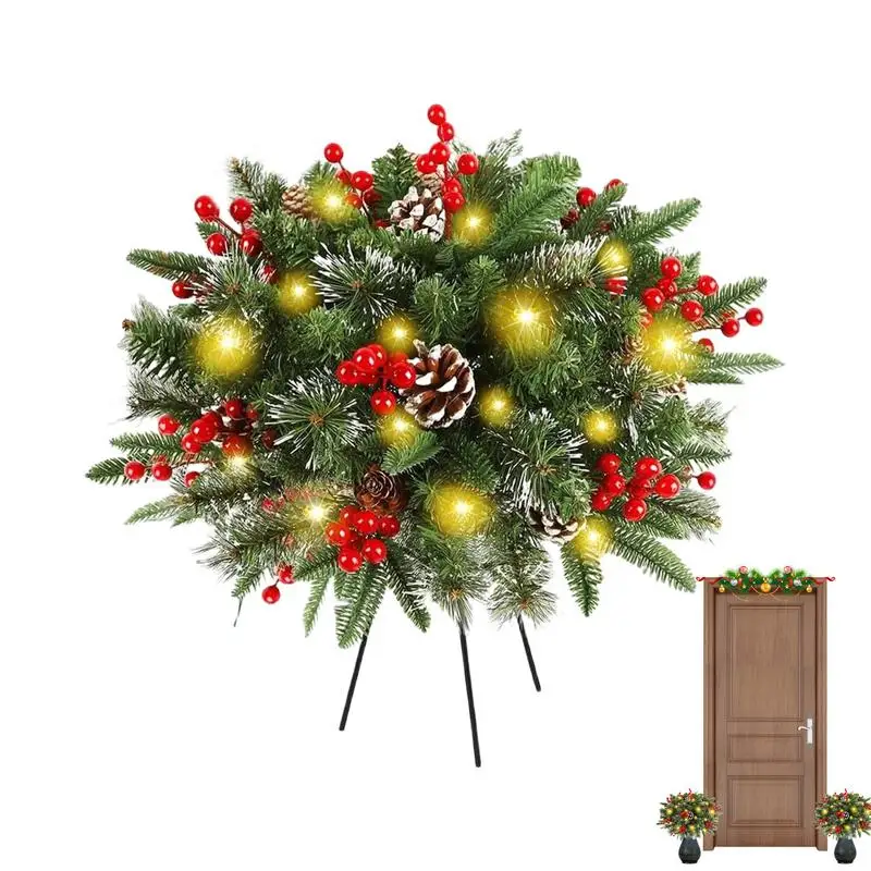 Prelit Planter Filler Christmas Planter Filler Pine Cones Christmas Bushes Outdoor Lighted Branches Faux Plants With 50 LED