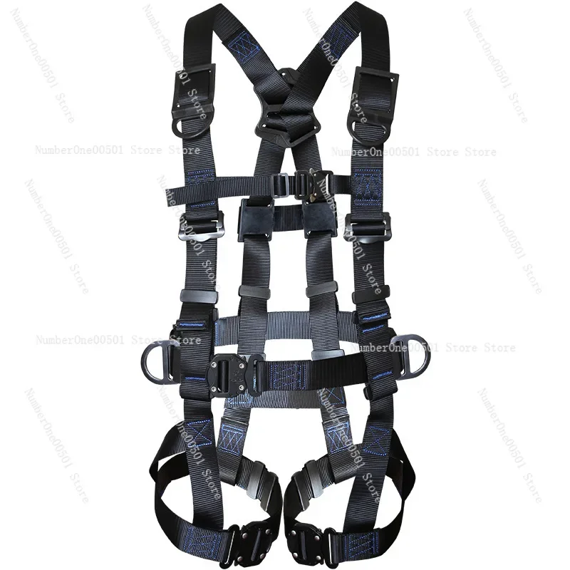 

5 Point Full Body Safety Harness Quick Connect Buckle Detachable Waist Support Portable Fall Protection Work Belt -095