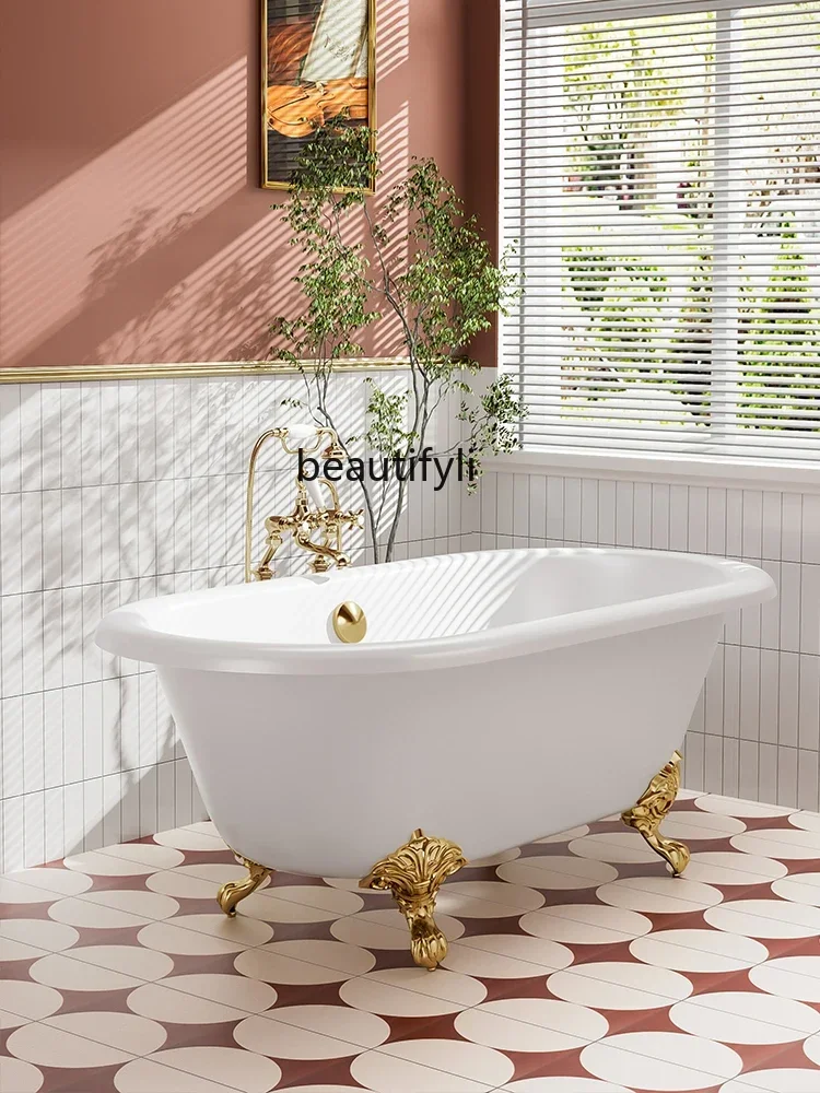 

xxEuropean-Style Household Cast Iron Enamel Independent Imperial Concubine Bathtub Adult Bath Retro American Ceramic Large Batht