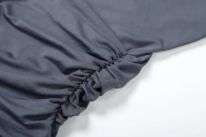 Ruched Bodycon Maxi Dress Women Solid O Neck Full Sleeve Classic Wrap Hips Slim Prom Banquet Party Long Robe Casual Streetwear