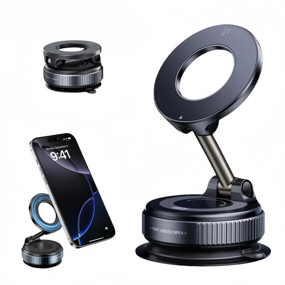 

Универсальный 360° ° Вращающийся магнитный держатель для телефона — складное автомобильное крепление с вакуумной присоской, портативный для использования в столе/ванной комнате/приборной панели