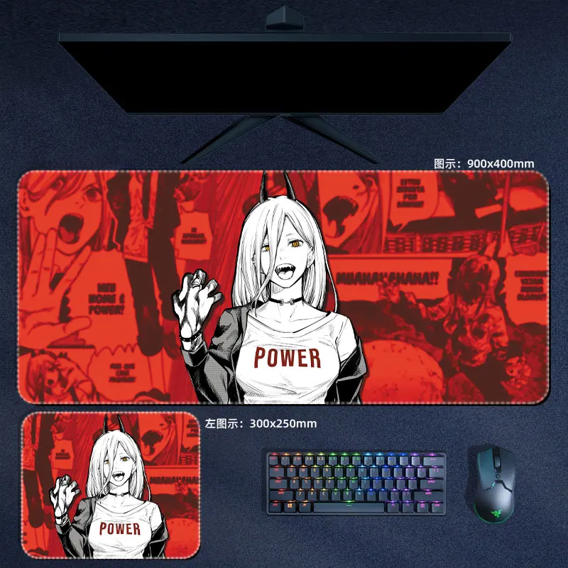 

Anime Chainsaw man Large Mouse Pads Makima Power Aki Denji Mousepad Computer Laptop Gamer Pad PC Gaming Accessories Desk Mats