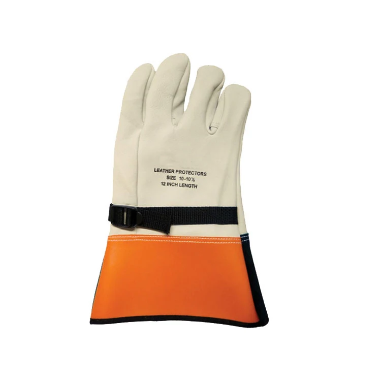 14inch Arc Flash and Electrical White Goatskin Gloves Leather Insulating Gloves Leather Protectors for Electrical Live Line Work