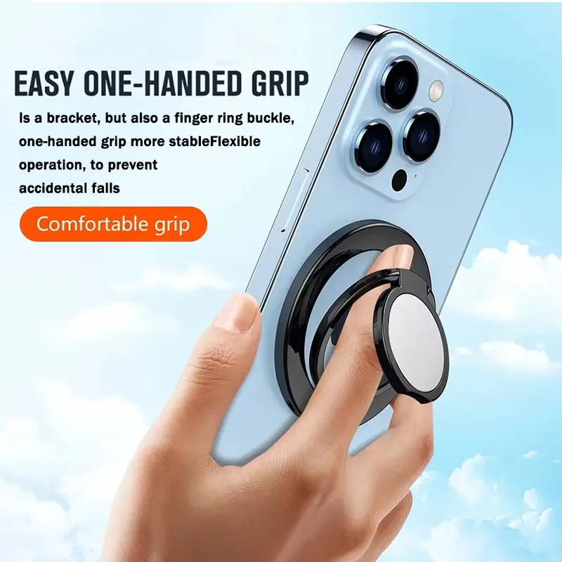 Strong Magnetic Mobile Phone Finger Ring Holder for MagSafe Magnet Foldable Cell Phone Stand Portable Ultra Thin Mount