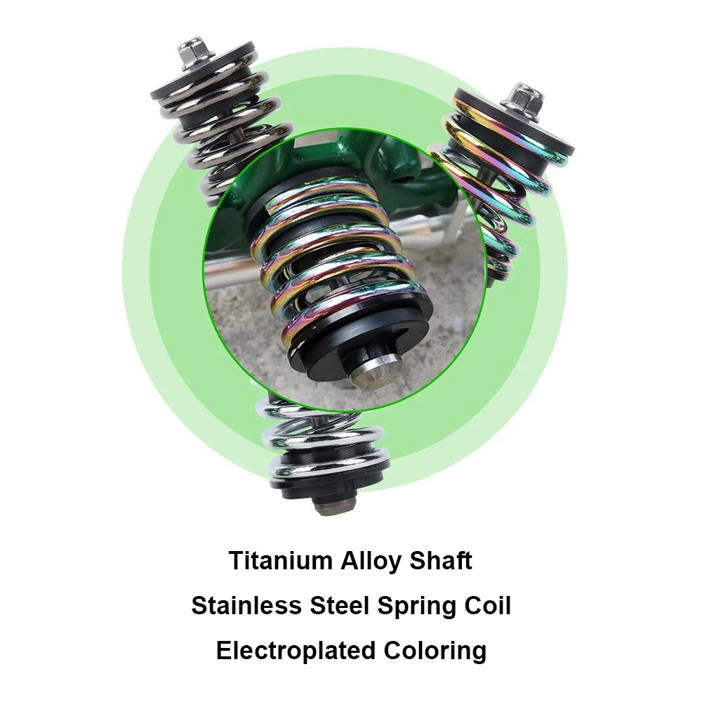للصدمات الخلفية للدراجة القابلة للطي من Brompton، زنبرك فولاذي لمحور التيتانيوم، تعليق لفائف أسود/ذهبي/قوس قزح/فضي