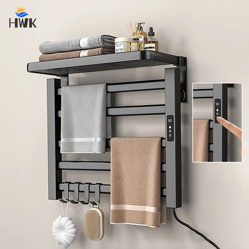 

Bathroom Smart Thermostatic Electric Towel Rack Temperature Control Timing Electric Heated Towel Rail Wall Mounted Towel Warmer