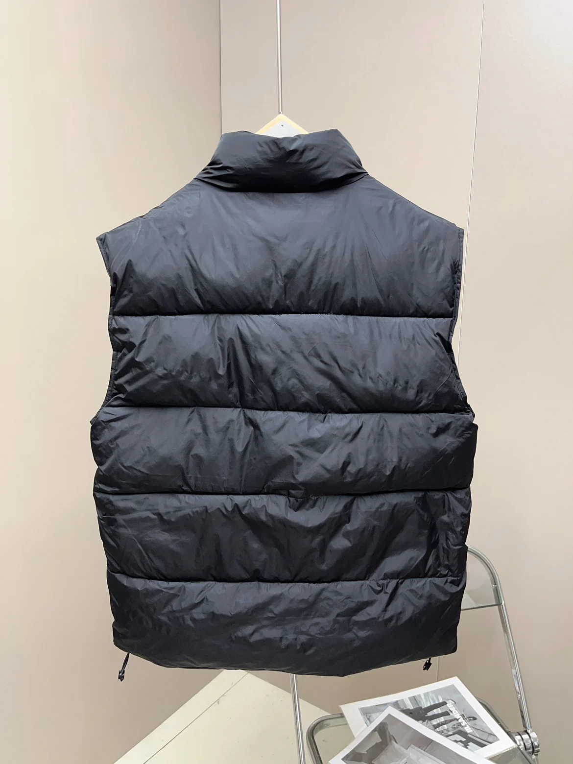 Fall New Style Korean Version Men's down Cotton Vest Stand Collar Casual Sleeveless Windproof Smooth Fabric Large Pocket Style