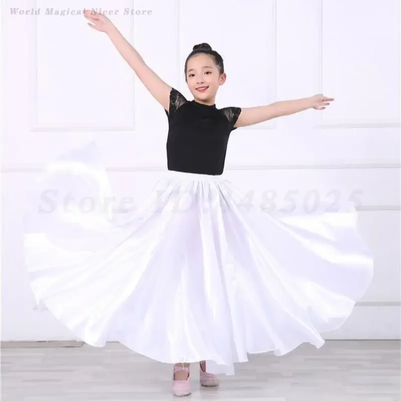 Kids Adult 360 Degree Maxi Skirt Dancer Dress Girl Gypsy Long Dance Skirts Belly Latin Flamenco Tango Dance Performance Costume