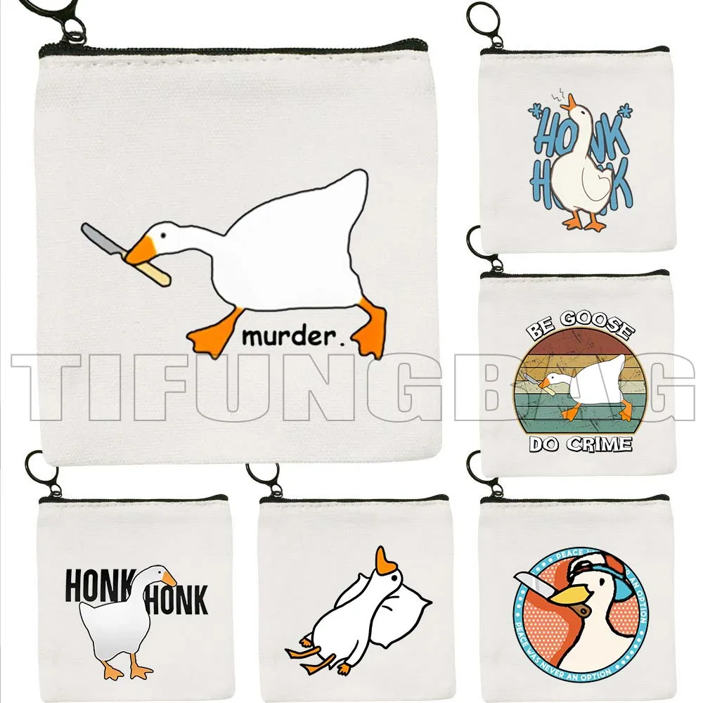 

Funny Honk Untitled Goose Game Lovely Meme Noot Duck Cute Cartoon Animal Canvas Coin Purse Bag Square Key Card Bag Wallet Pouch