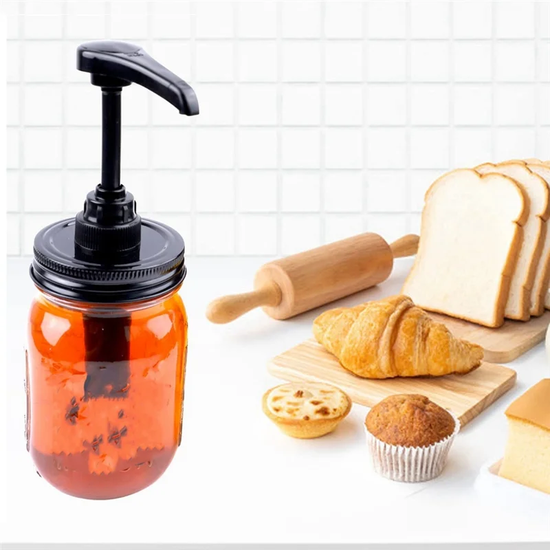 

Black Pump Dispenser Lid PP Pump Dispenser Lid Airtight & Leak-Proof Kitchen Food Grade Coffee Syrup Dispenser Pump ,2 Pack-A27R
