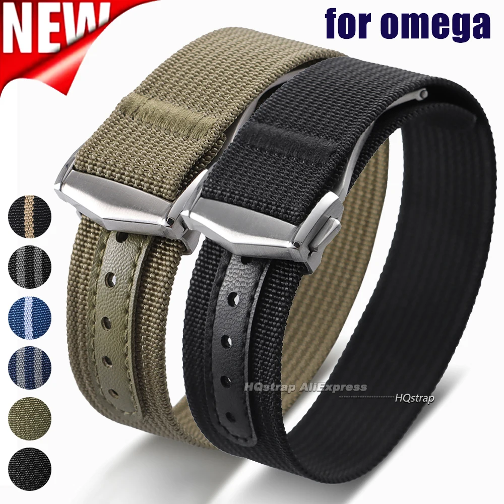 Nylon Watch Strap 20mm 22mm for Omega for Swatch Belt Waterproof Sport Folding Buckle Watchband Men Women Watches Accessories