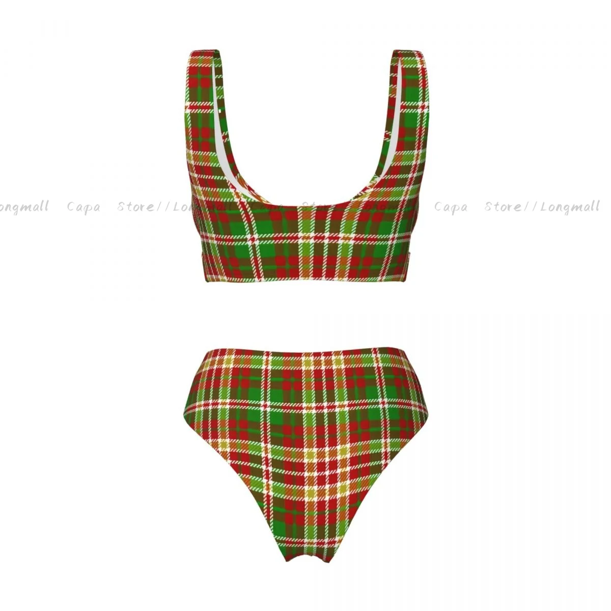 Zomer Dames V-hals Bikini Set Tartan Plaid Patroon Badmode Vrouwelijke 2-delige strandbadpak Badpak