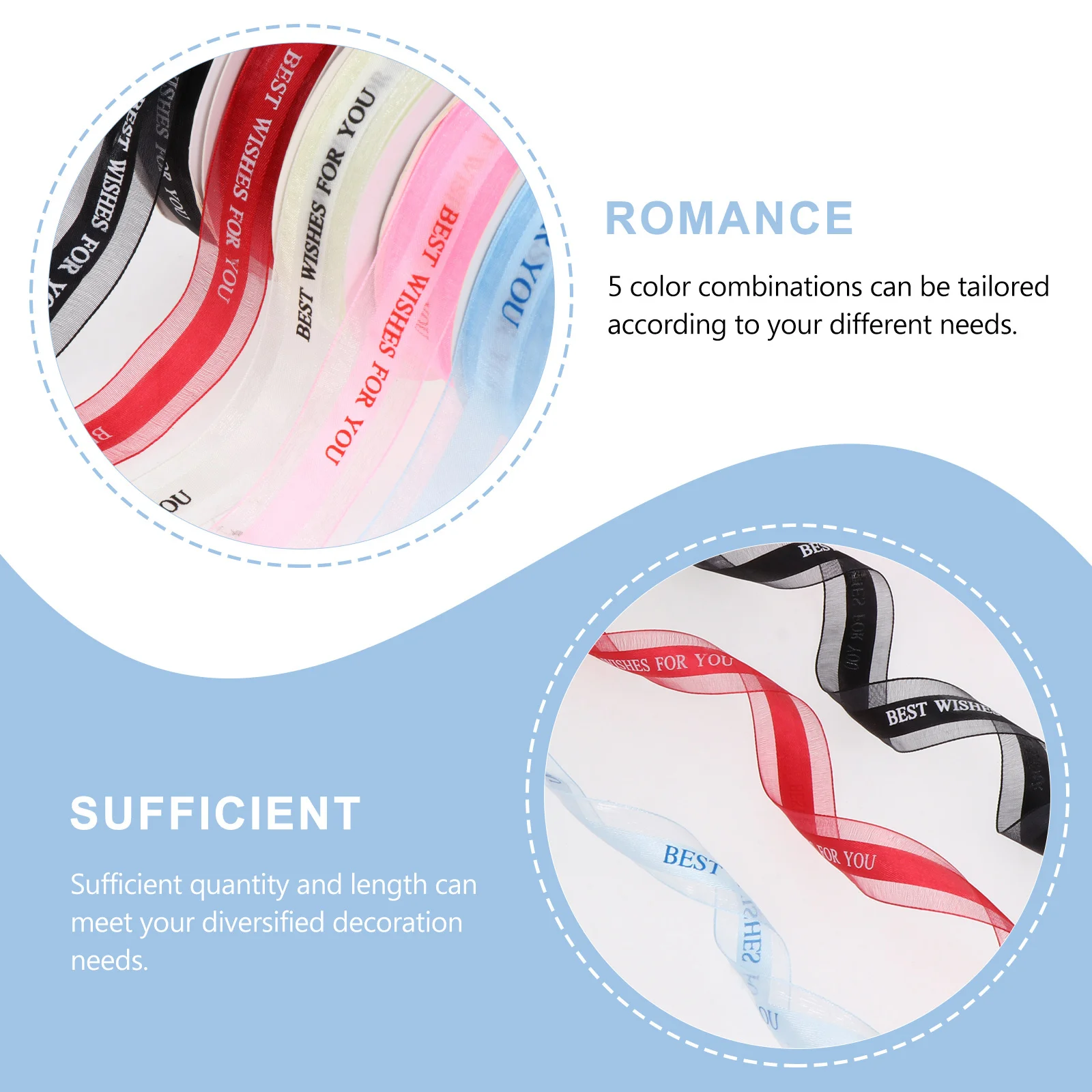 Long Satin Ribbon 5 Rolls Elegant Beautiful Ribbons for Holiday Decor Gift Wrapping Bridal Bouquets Craft Projects