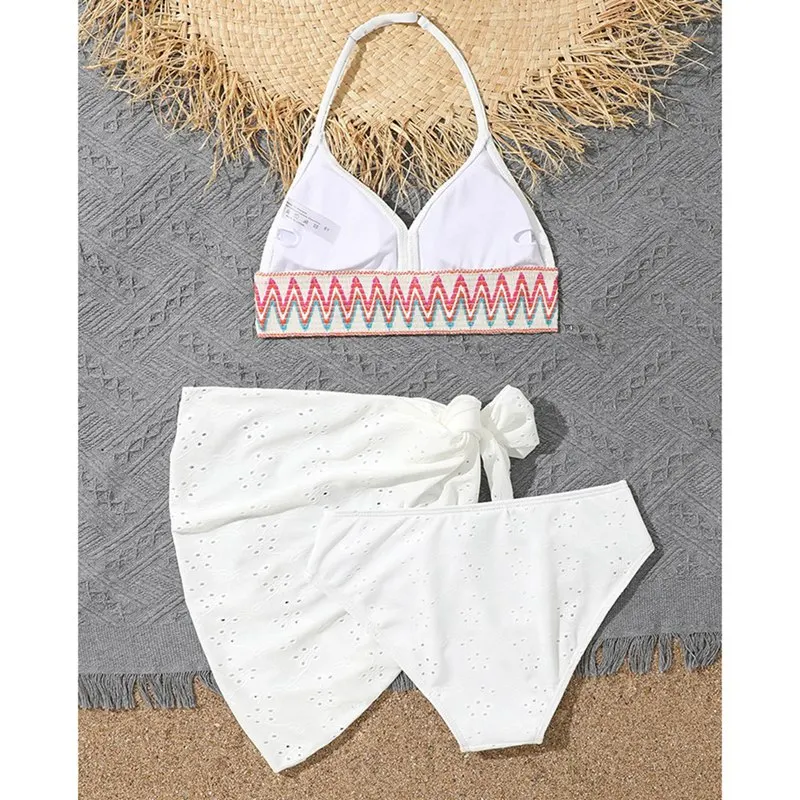 8-12Y Girls Bikini Swimsuit Kids Fashion Bohemian Style 3-piece Swimwear Children Summer Sweet Casual Cool Swimsuits Beachwear