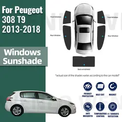 For Peugeot 308 II T9 Hatchback 2013-2022 Car Sunshade Front Windshield Magnetic Mesh Curtain Rear Side Window Sun Visor Shade
