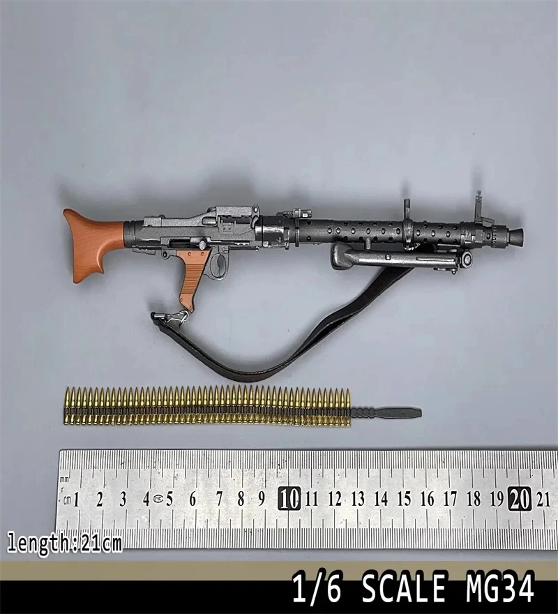 1/6 Soldier Accessories WWII MG34 Rifle Weapon 21CM Plastics Model Toy Fit 12\'\' Action Figures In Stock