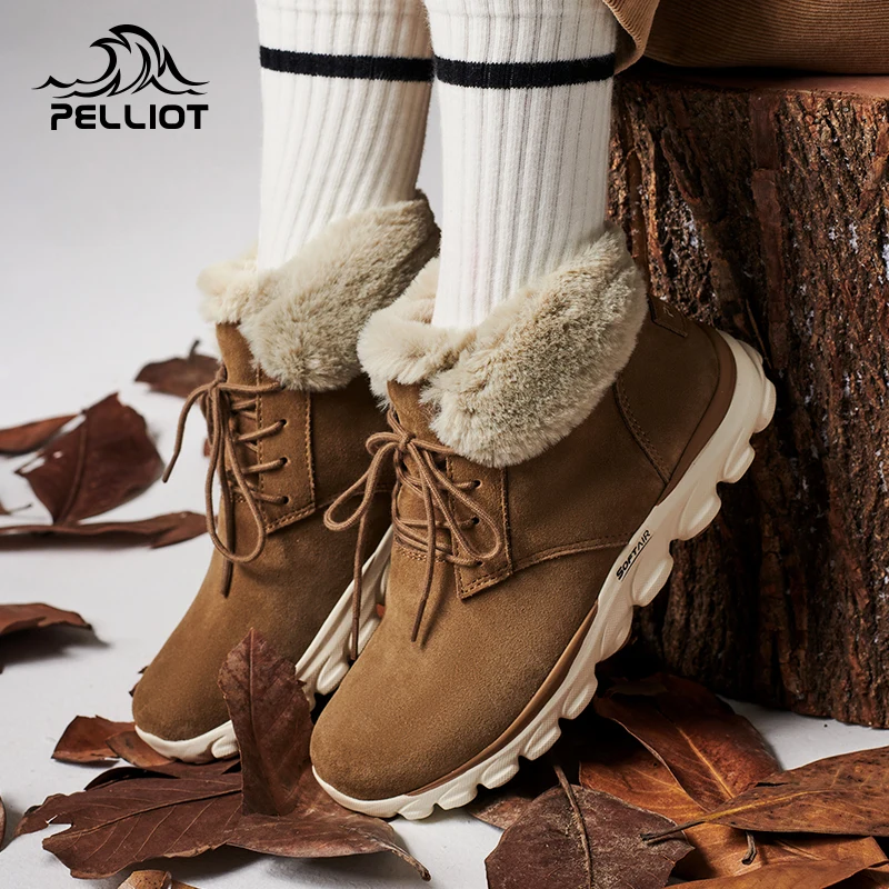 

Pelliot men's Hiking Shoes Snow boots Anti-slip Boot Plush outdoor sneakers Walking Boots for women Snow trekking Shoes with fur