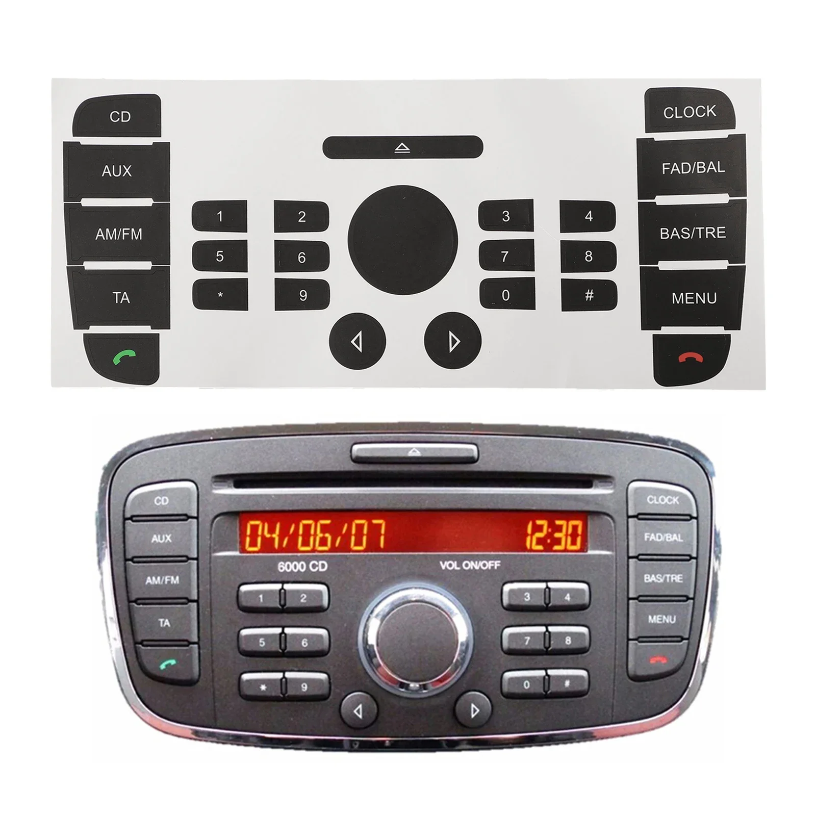 Multimedia Radio Panel Repair Sticker Button Repair Sticker Button Repair Decal Sticker For Ford For Mondeo For 6000CD Radio