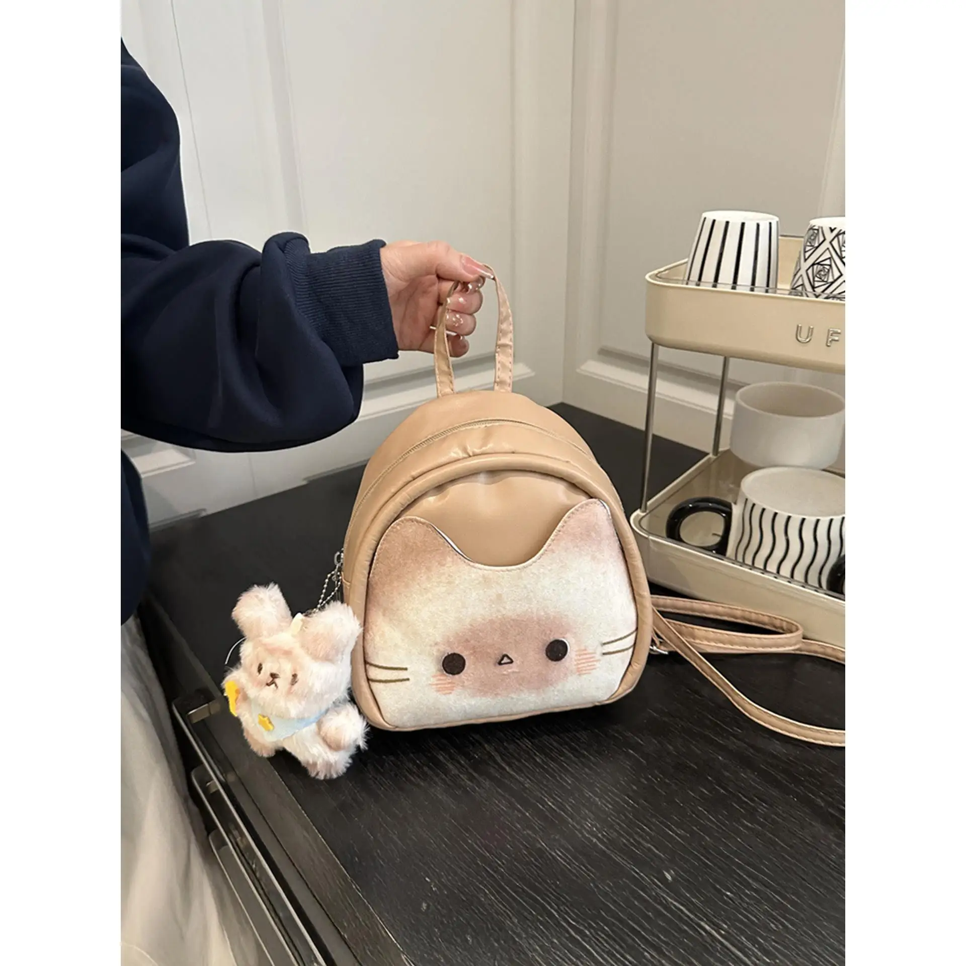  Cute Tour Backpack Trendy Design Sense Girl Travel Lovely Shoulder Bag Casual Simple Style Double Layer EVA Material