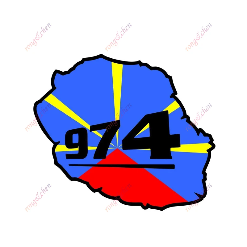 Creative Car Sticker Reunion Island 974 Flag Map for Car Motorcycle Racing Helmet Laptop Trunk Body Car Window PVC Vinyl Decals