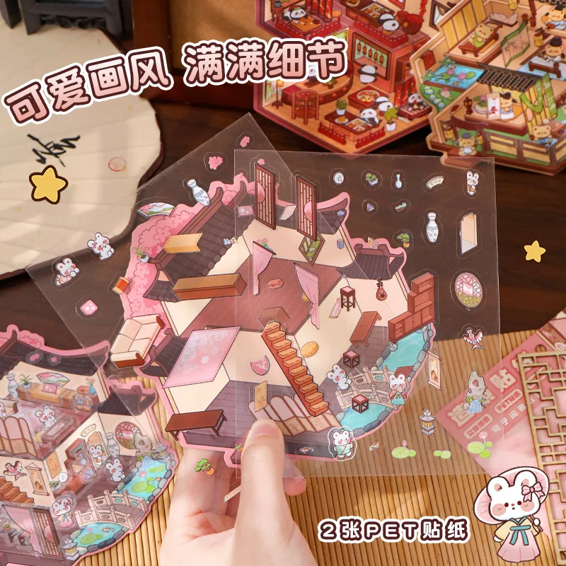 Very Interesting！DIY 3D Landscaping Stickers Miniature Cabin Scene Sticker To Kid Child Classmate Cute Festival Christmas Gifts image 3