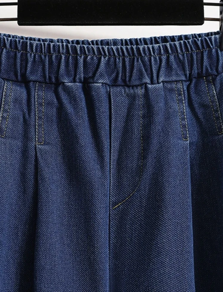 여성을위한 새로운 가을 청바지 높은 탄성 허리 느슨한 블루 블랙 컬러 청바지 바지 한국 패션 캐주얼 바지