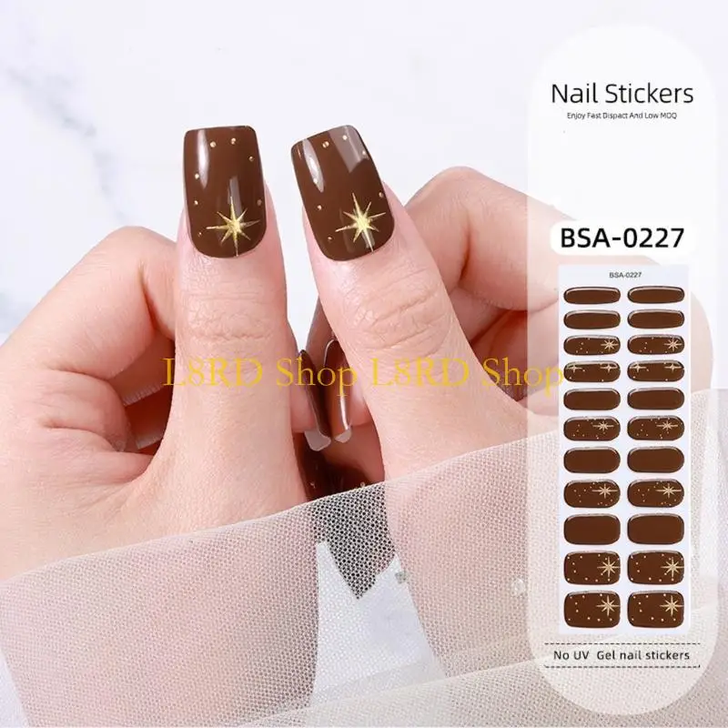 L8RD Easy Apply Gel Wraps 22 Tips Stickers for Women Long Lasting Manicure