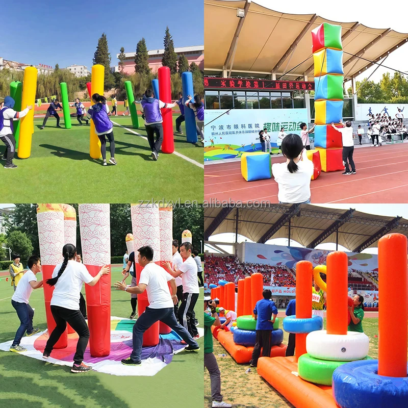 Inflatable Hanoi Tower Relay Game, Outdoor Team Cooperation, Stack Ring Competition, School Sports Meeting Equipment