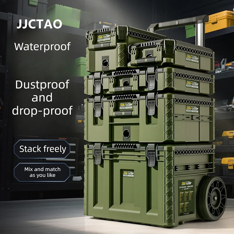 Large Capacity Toolbox, Hardware Storage Box, Combination Pull Rod Stacking Box, Base Station Type Hand Pull Rod Toolbox