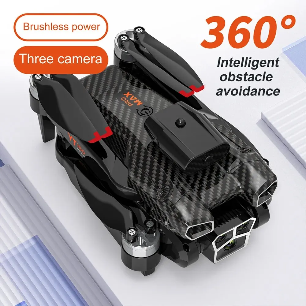 Dron eléctrico con tres cámaras, cuadricóptero con Motor sin escobillas, 360 °, omnidireccional, inteligente, evitación de obstáculos, YT150
