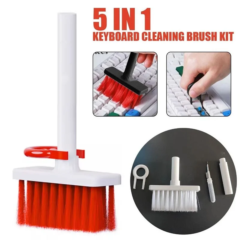 5-in-1 Computer Keyboard Cleaner Brush Kit Earphones Cleaner Brush with Keycap Puller Multifunctional Keyboard Brush Puller Kit