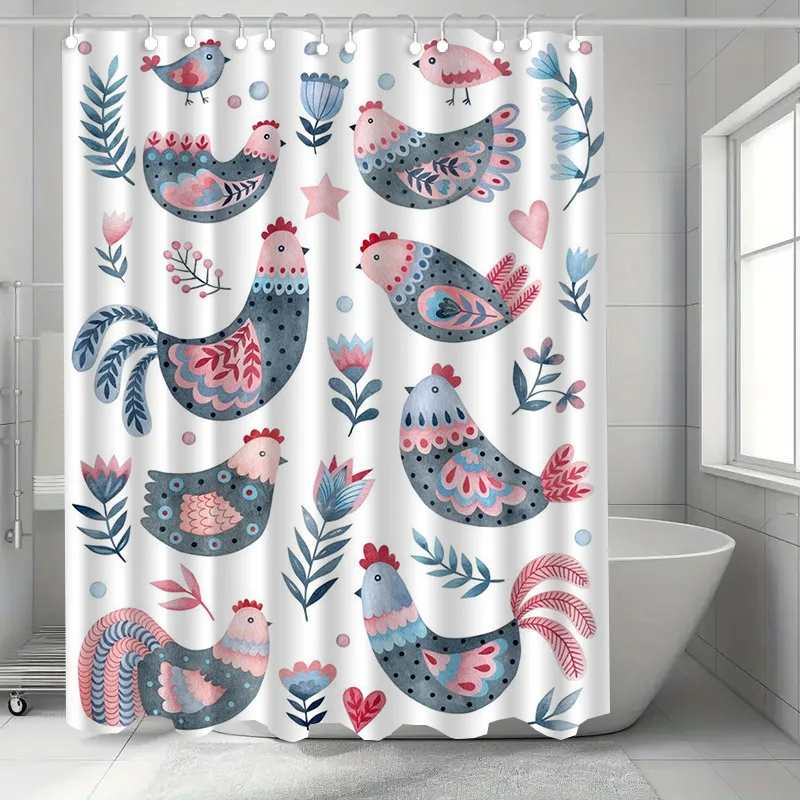 

Пара куриных моющихся грязеотталкивающих занавесок для душа, насадка для душа, водонепроницаемая полиэстеровая занавеска для ванны для домашнего декора, аксессуары