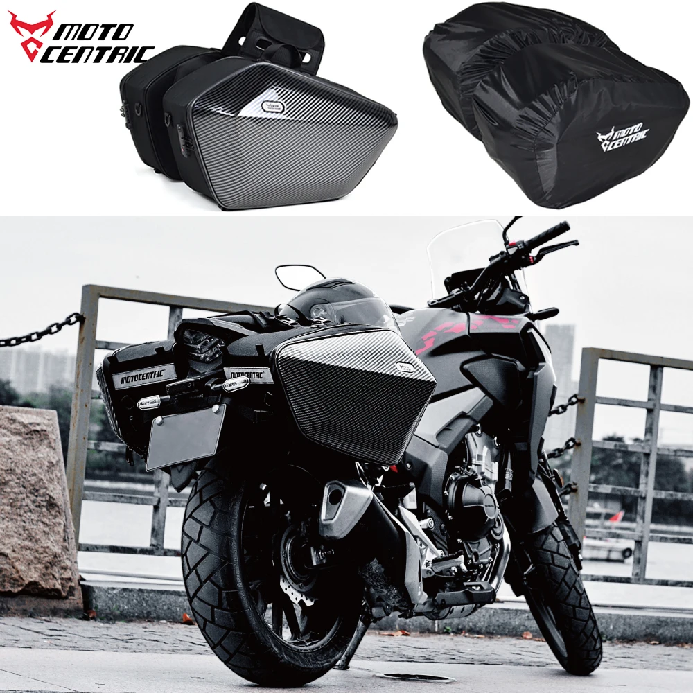 

Motocentric Motorcycle Side Bag Waterproof Carbon Fiber ABS Hard Case Motocross Saddlebag Anti-drop Full Helmet Riding Rear Bag