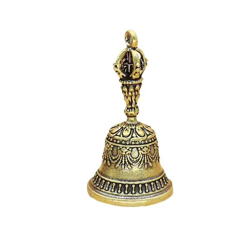 Vintage Solid Brass Bell Intricate Exquisite Carved Motifs Crisp Pleasant Tone for Meditation Living Room Ornament
