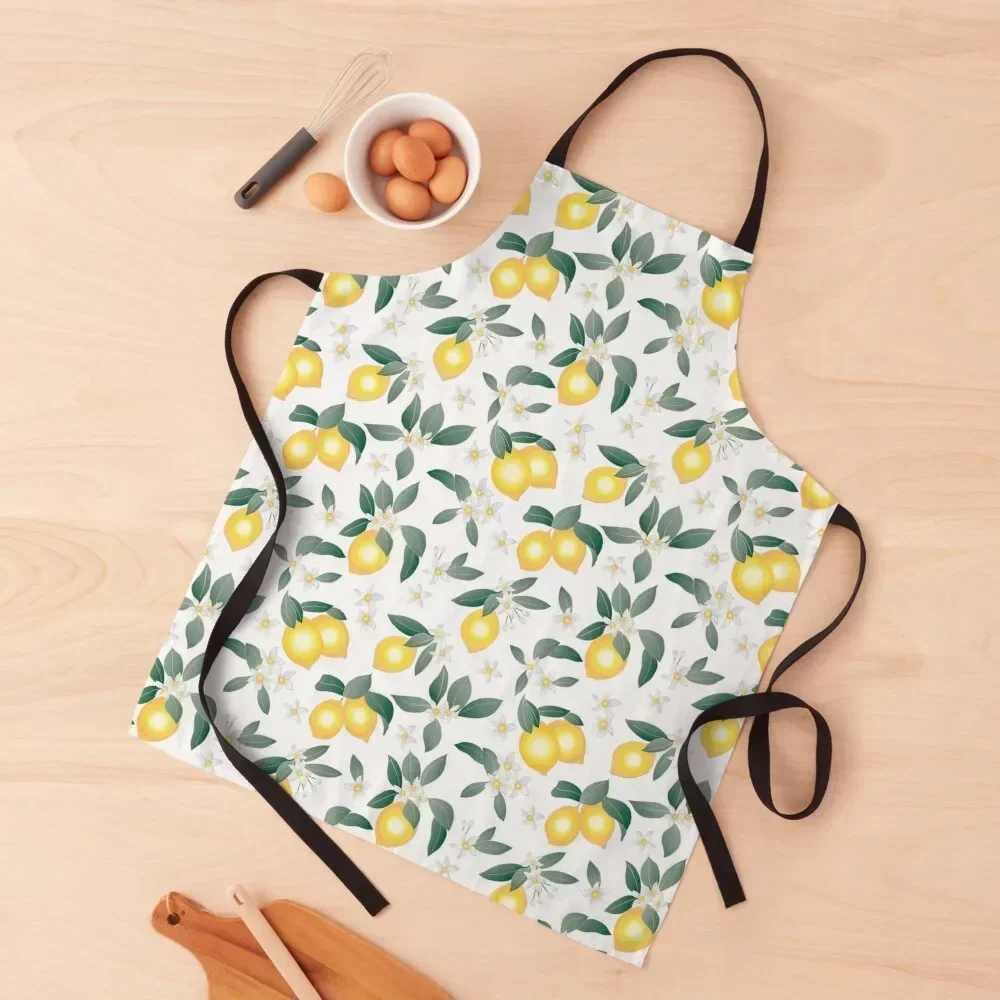 

Lemons on White Apron kitchen and home barber uniform Women's Dresses Apron