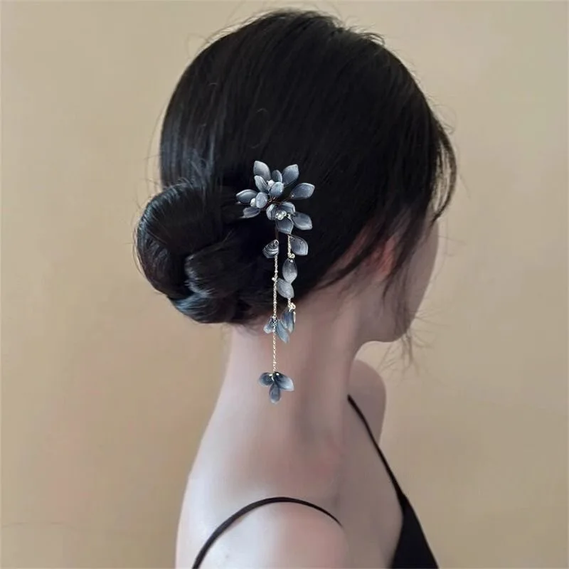 رائعة جديدة النمط الصيني على شكل حرف U عصا الشعر الرجعية شرابة مشبك شعر فتاة عصرية نمط الشعر التبعي عقال ثابت #1