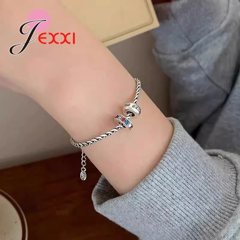 الأصلي فضة S925 كريستال مكعب الزركون حبة سوار Charm للمرأة صنع المجوهرات الإكسسوارات دروبشيب بالجملة