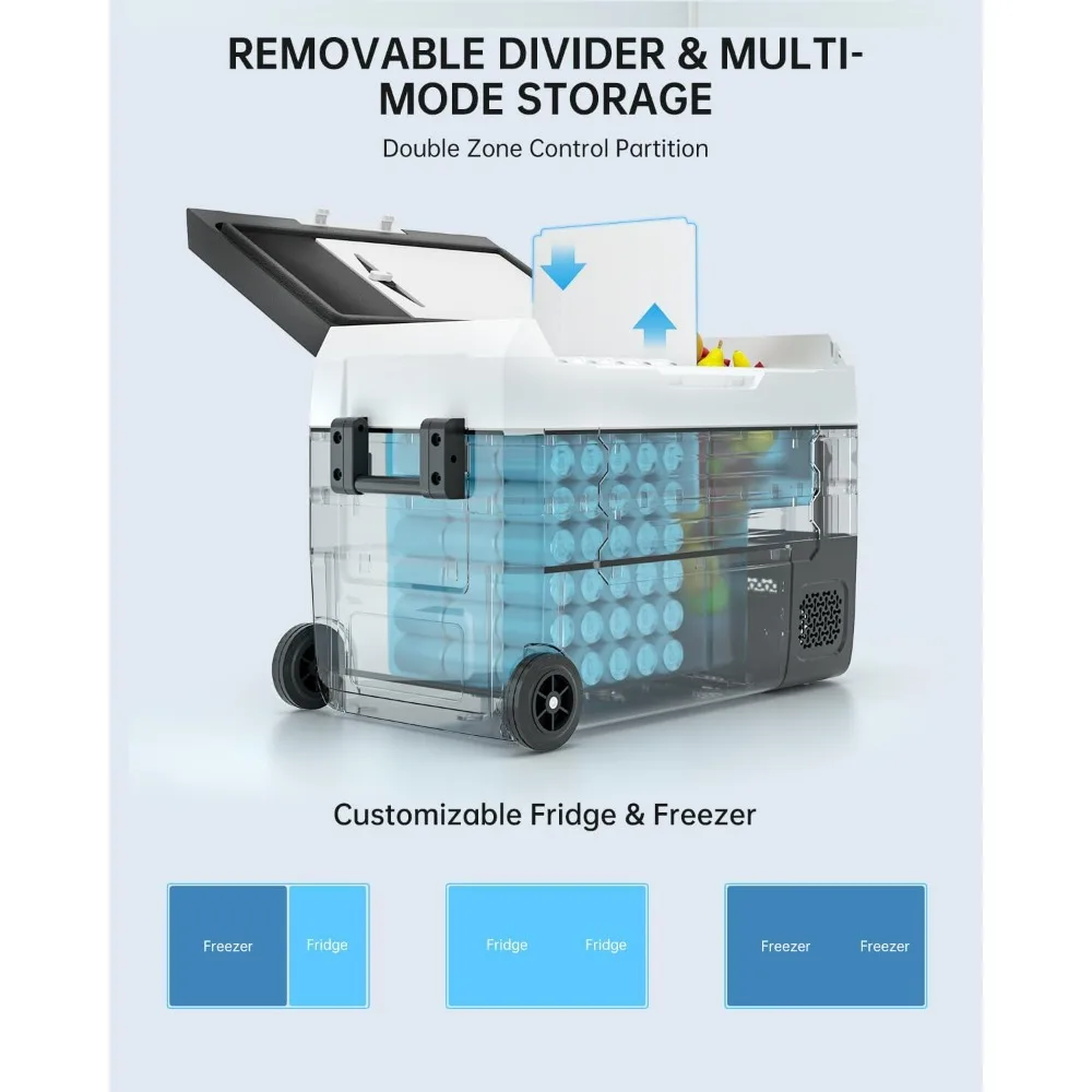 12 Volt Refrigerator - Car Refrigerator 58 Quart Zone Portable Fridge APP Control -4℉~68℉, 12/24V DC & 110/240V Car Freezer