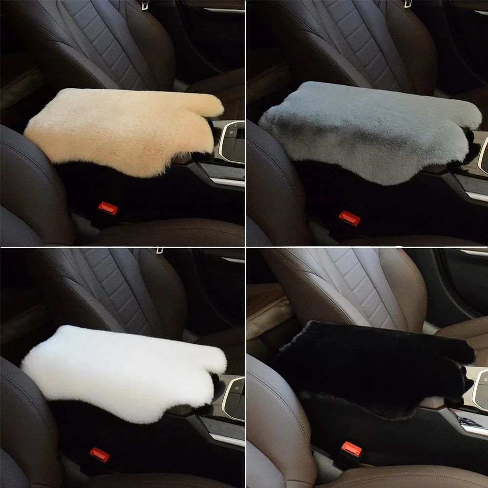 Car Center Console Cover Warm Plush Pink Pad Girl Women Armrest Pads Seat Auto Box Covers Protector Fit Most Vehicle, SUV, Truck