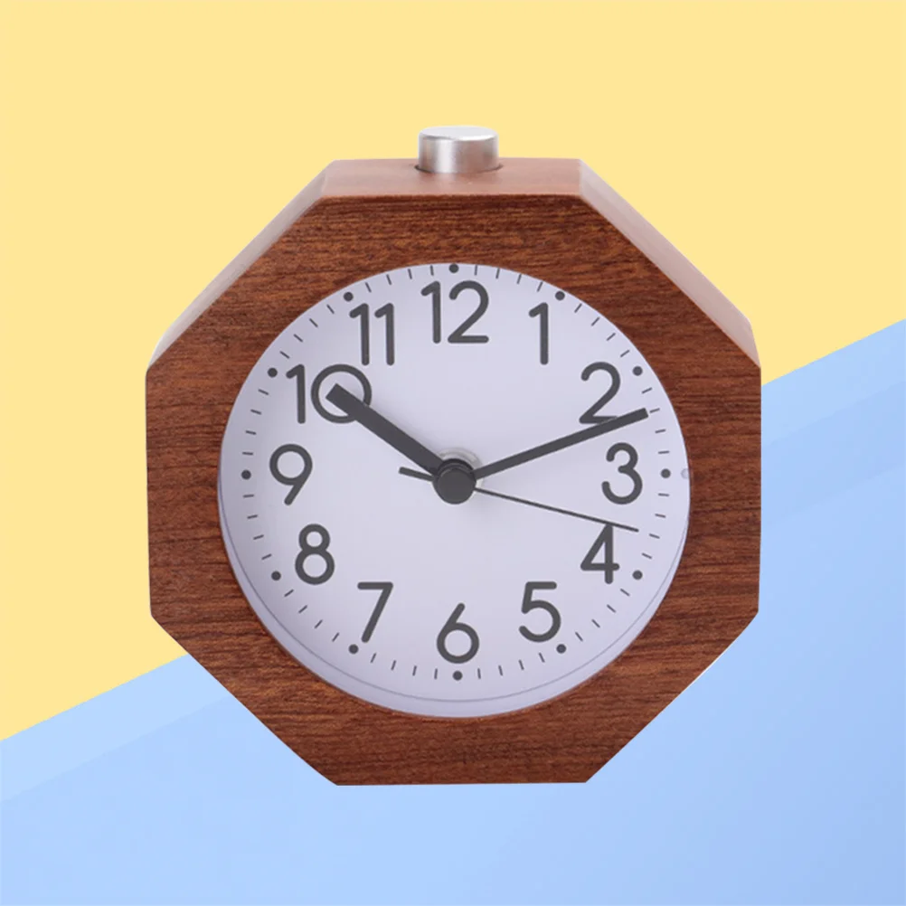 

Creative Alarm Clock Wooden Round Beech Brown Night Light Silent Movement Office Bedroom Decor Student Gift Time Recorder