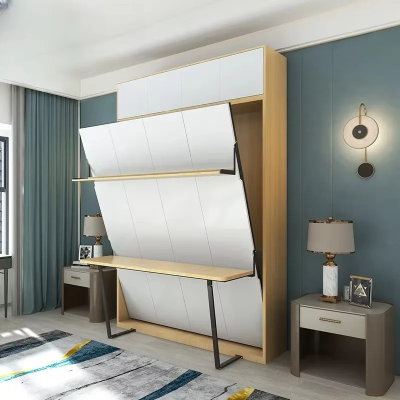 Wholesale Premium Quality Horizontal Murphy Bed With Double-Layer Desk Furniture Wall Bed For Sale