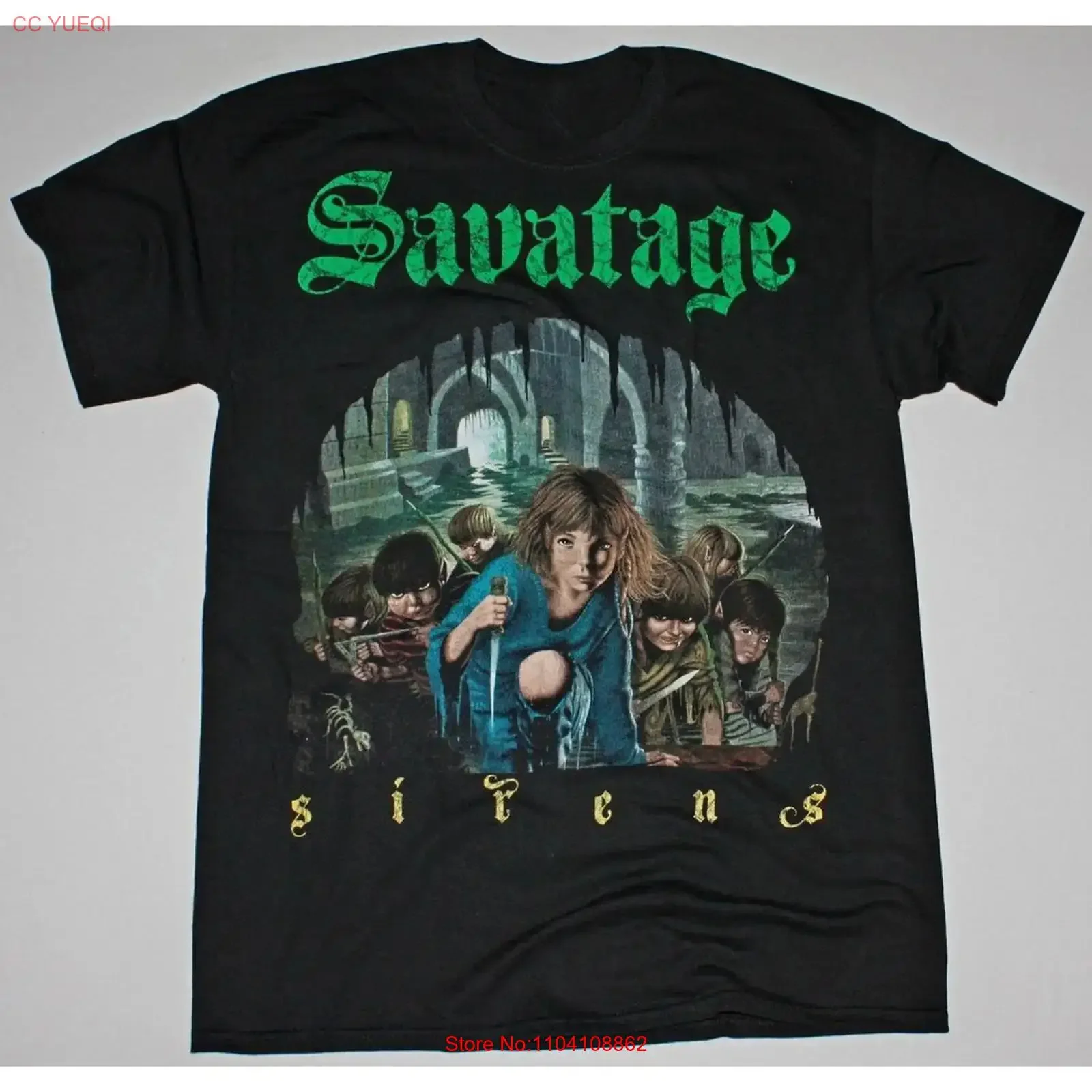 Camiseta Savatage Sirens Jon Oliva Progressive Cotton Black S 234XL vintage lavada versátil com estampa gráfica fashion