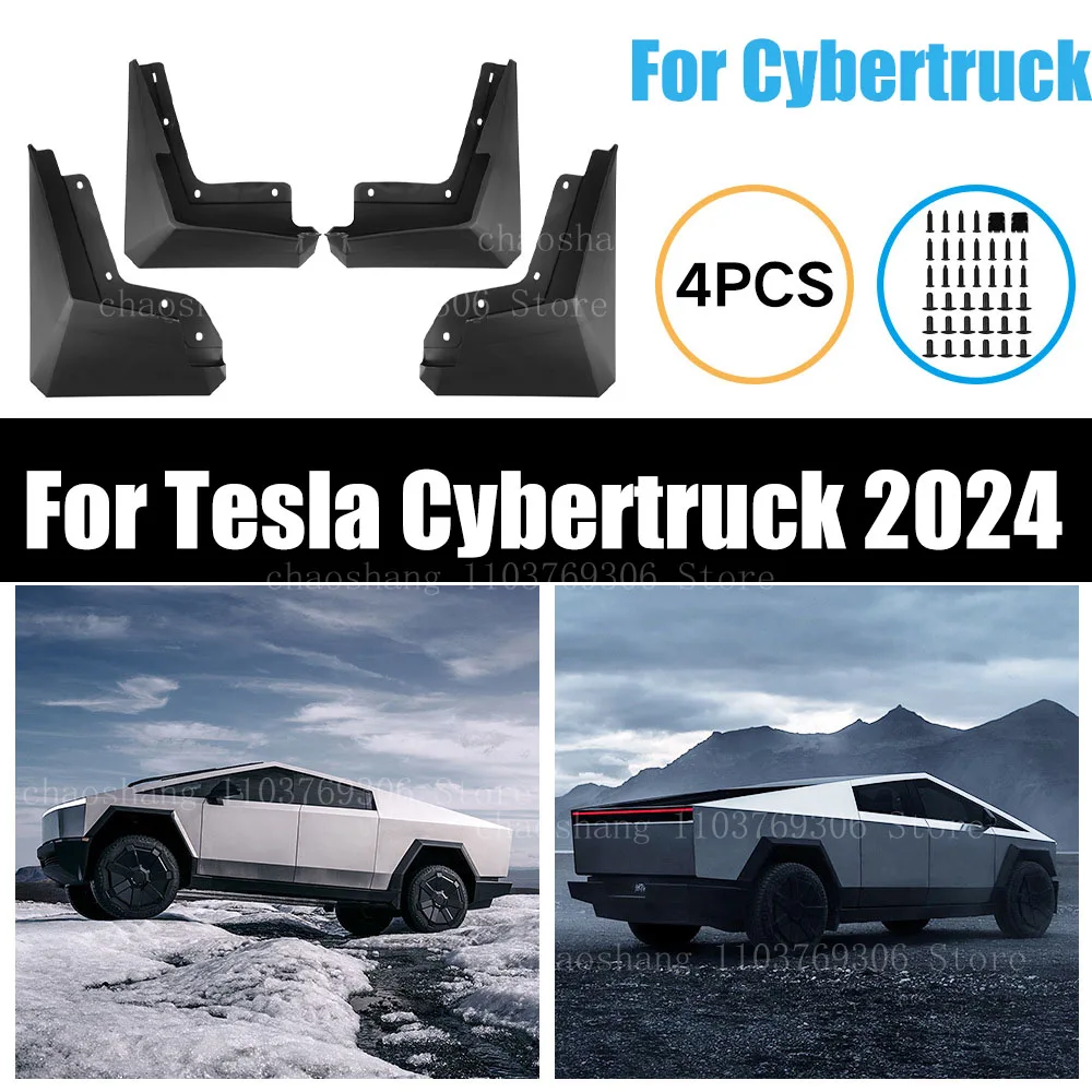 

For Tesla Cybertruck 2023 2024 PP material Mudguards Mud Flaps Splash Guards Front Rear Wheels Fender Car Accessories 4Pcs