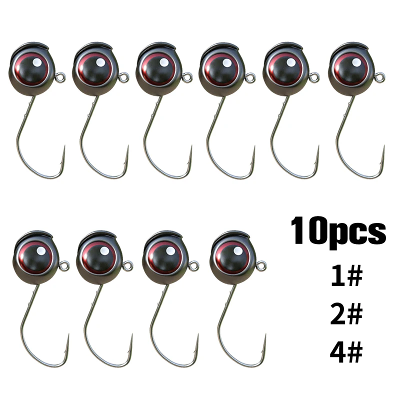 10Pcs Jig Head Fishing Hooks 2.5g 3g 5g 3D Big Eyes Jigging Bait Hook Fish Head Fishhook Ice Fishing Hayabusa Hook 지그헤드