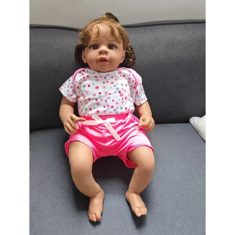 60cm 수제 실물 같은 실리콘 리본 베이비돌 제이란 어두운 피부색 여자아이 인형 어린이 생일 선물