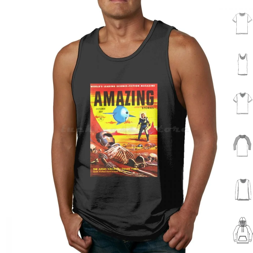 Amazing Stories October 1956 Vintage Retro Science Fiction Classic Comic Book Cover Sticke Tank Tops Vest Sleeveless Amazing