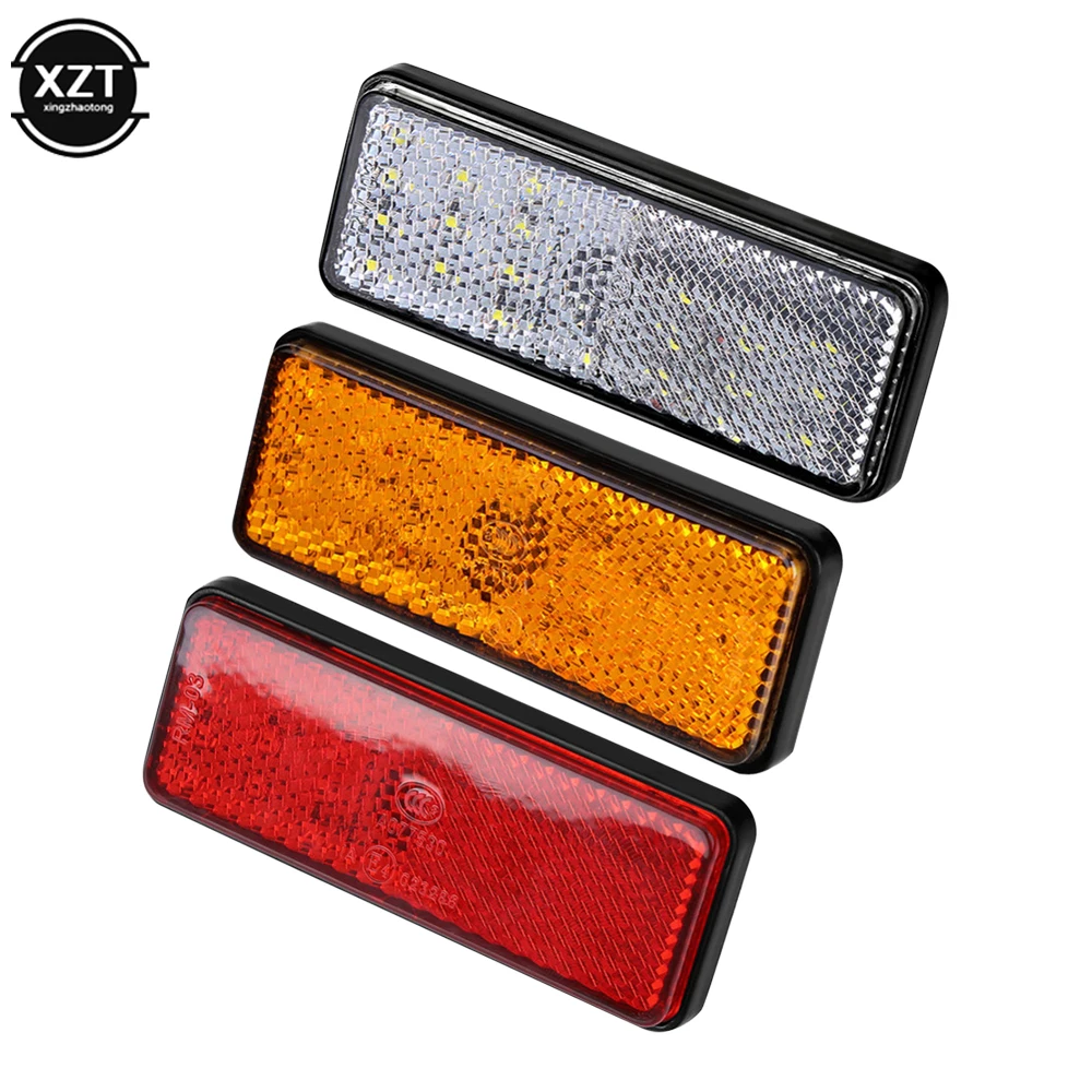 12V Red White Amber LED Reflector Rear Tail Brake Stop Warning Side Marker Light For Jeep Truck Trailer Motorcycle Scooter