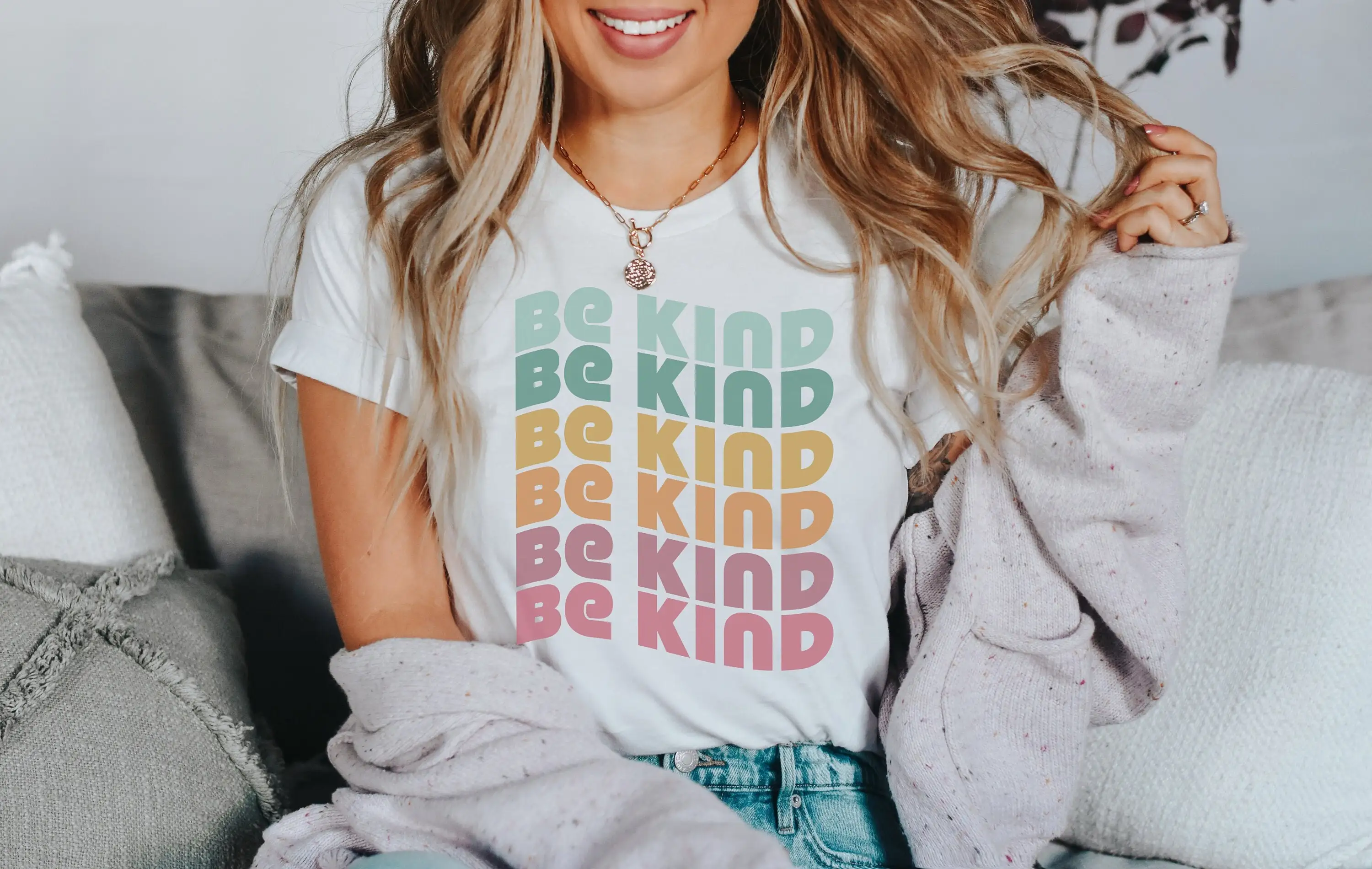 Retro Be Kind T Shirt Kindness Christian Women Positive Message Mental Health Awareness